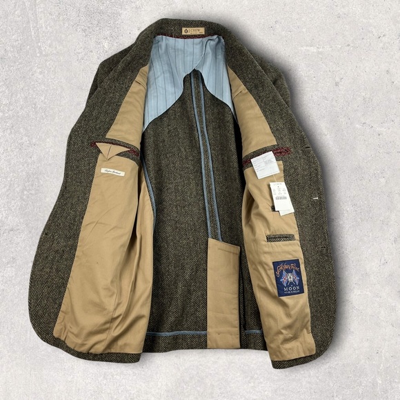 J. Crew NWT Men’s Yorkshire Tweed Brown Herringbone Wool Clayton Sportcoat 40R - Picture 8 of 12